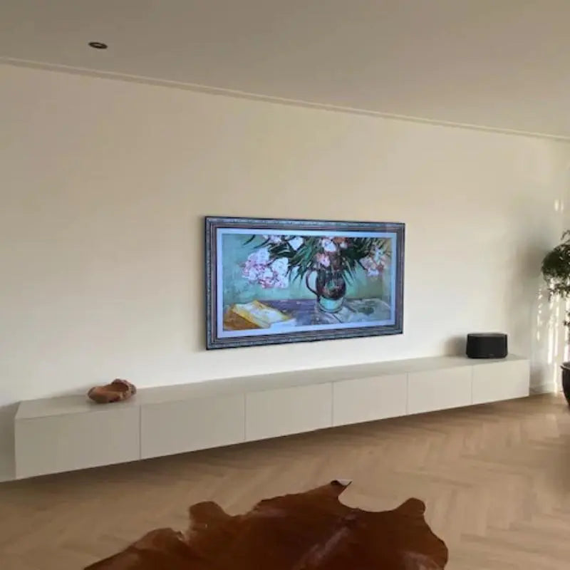 TV-meubel hangend zandkleur MDF met klepdeurtjes