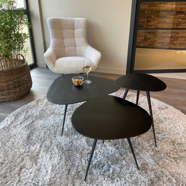 Loua organische salontafel set van 3 – Zwart