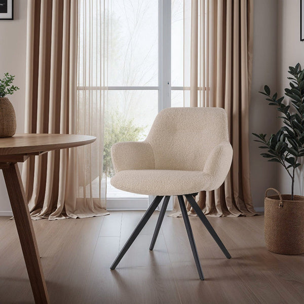 Doreen draaibare eetkamerstoel – Boucle beige