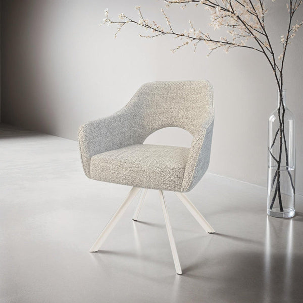 Helen draaibare eetkamerstoel – Sand / naturel onderstel