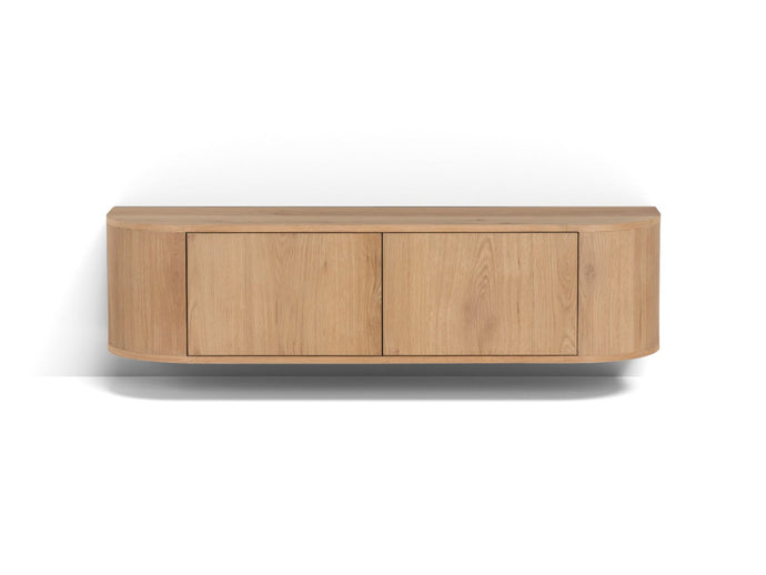 Japandi hangend TV-meubel Maku met ronde zijkanten 220cm Houtenmeubelshop