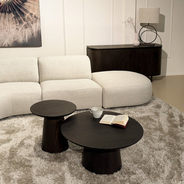 Japandi ronde salontafel Novero – Espresso
