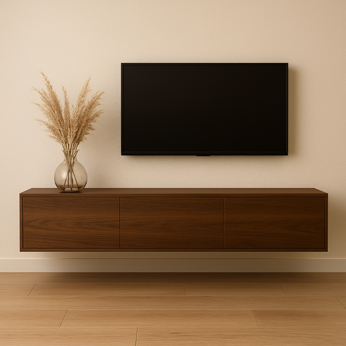 TV-meubel hangend eiken fineer met ronde zijkant Houtenmeubelshop