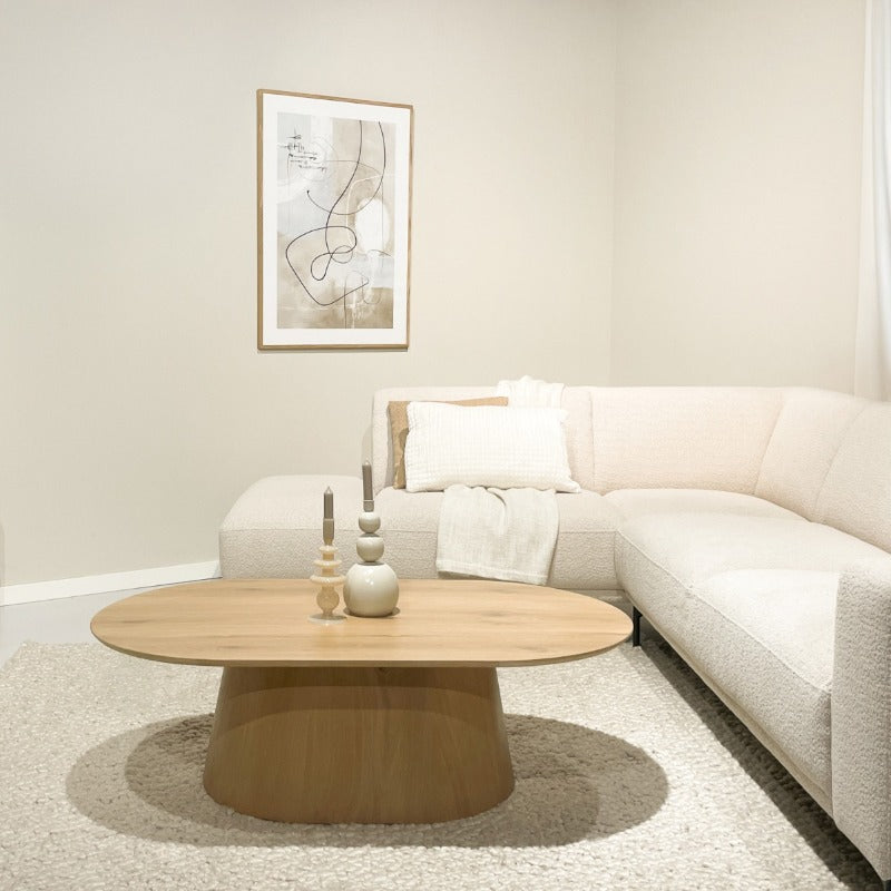 Japandi salontafel Novu met facet rand 120cm transparant mat