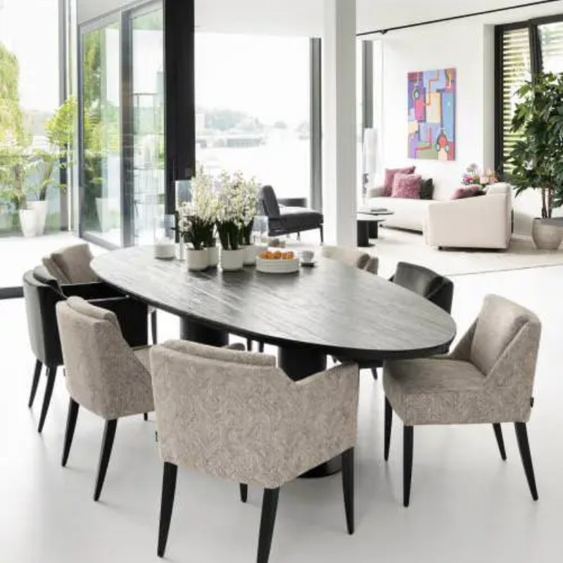 Kiezelvormige eettafel Bombay eiken Houtenmeubelshop