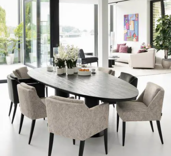 Kiezelvormige eettafel Bombay eiken