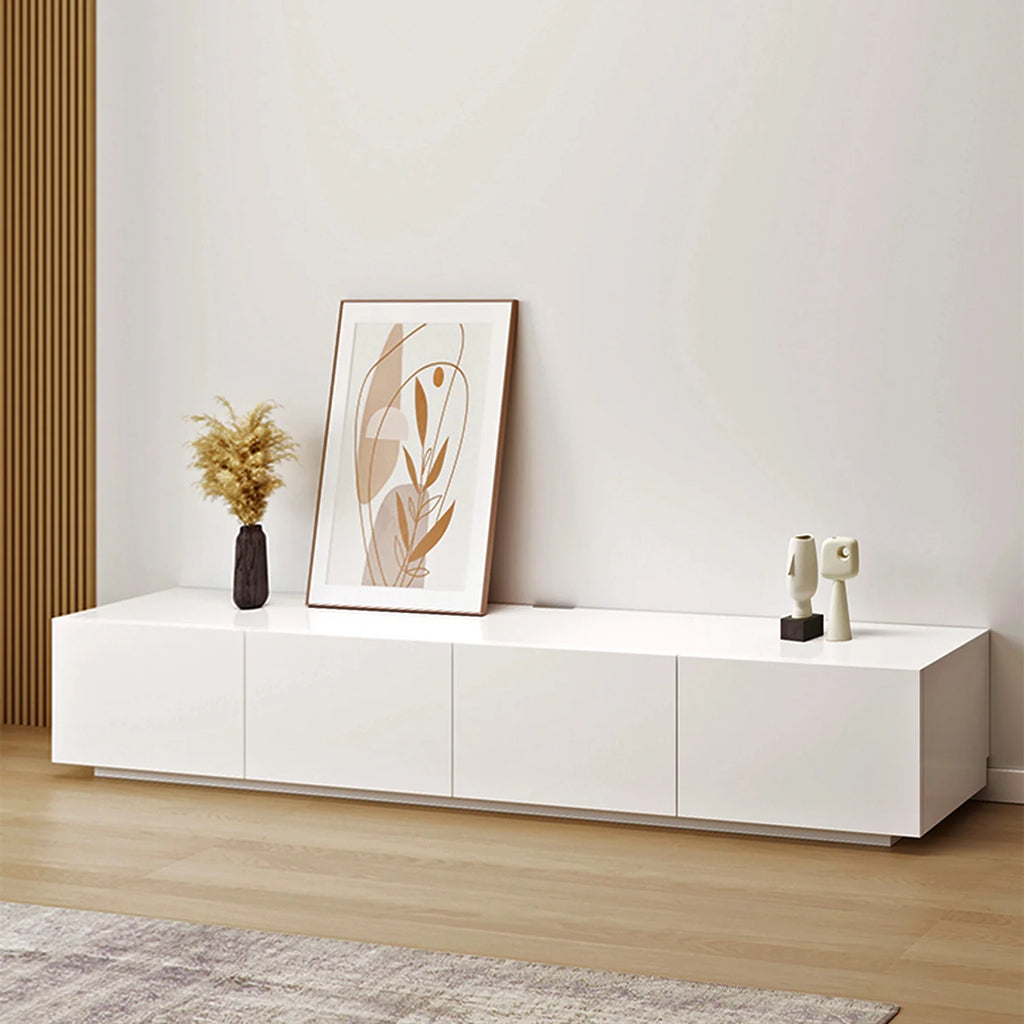 TV-meubel staand wit MDF met klepdeurtjes invallende plint Houtenmeubelshop