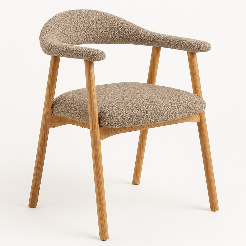 Japandi Eetkamerstoel - Eiken poot Taupe Teddy Houtenmeubelshop