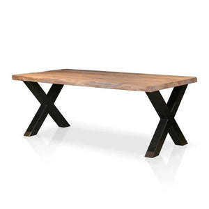 Boomstamtafel met stalen X-poten — 190x90 - Houtenmeubelshop