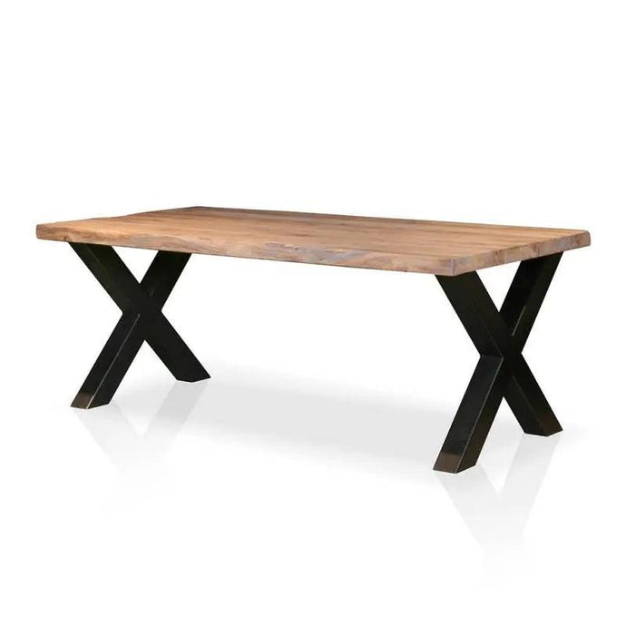 Boomstamtafel met stalen X-poten — 190x90 - Houtenmeubelshop