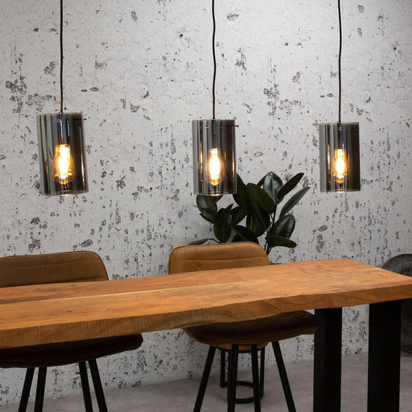 Glazen hanglamp eettafel zwart - Houtenmeubelshop
