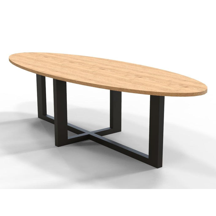 Ovale eettafel met dubbel U-frame - Houtenmeubelshop