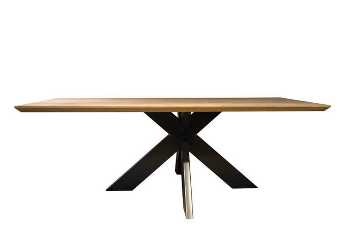 Robuuste eiken boomstamtafel — 180x90 - Houtenmeubelshop