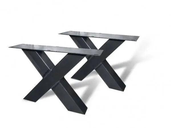 Salontafel X-poot 10x10 set van 2 stuks — X-poot 10x10cm behandeld salontafel