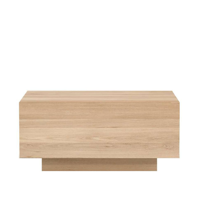 Bloksalontafel eikenhout met invallende plint Houtenmeubelshop