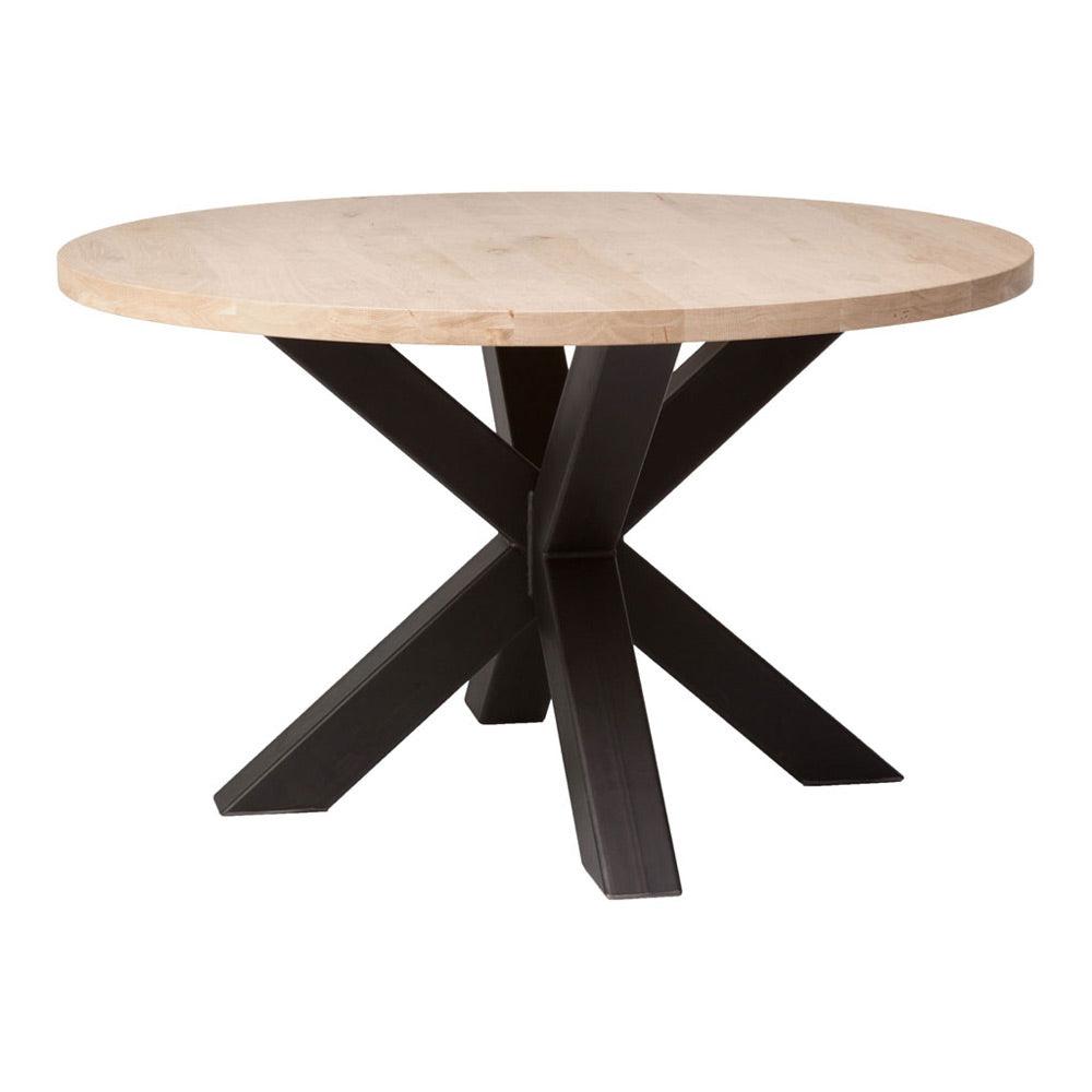 Ronde eikenhouten tafel met sterframe - Houtenmeubelshop