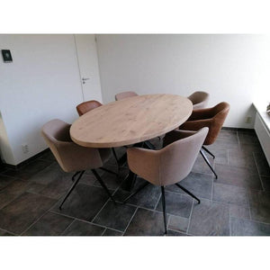 Ovale eettafel Oslo - Robuust eiken met stalen frame Houtenmeubelshop
