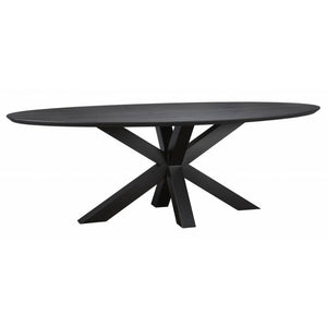 Ovale zwarte eettafel eiken Norway - Robuust eiken met stalen frame sterframe Houtenmeubelshop