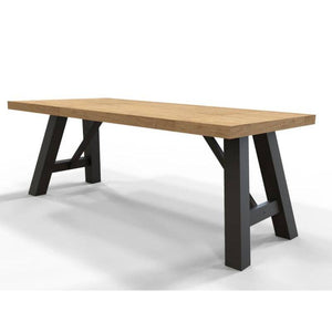 Eettafel Finland - Robuust eiken met stalen frame - Houtenmeubelshop