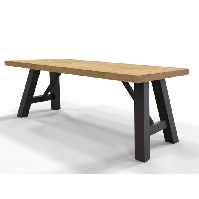 Eettafel Finland - Robuust eiken met stalen frame - Houtenmeubelshop