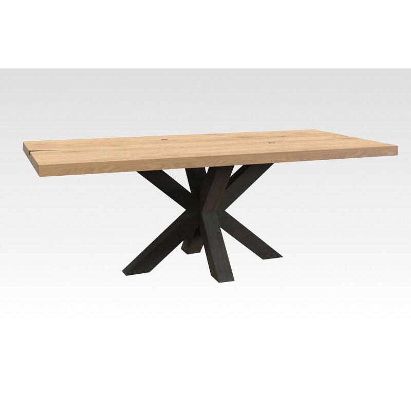 Rechthoekige eettafel Stockholm - Robuust eiken met stalen frame - Houtenmeubelshop