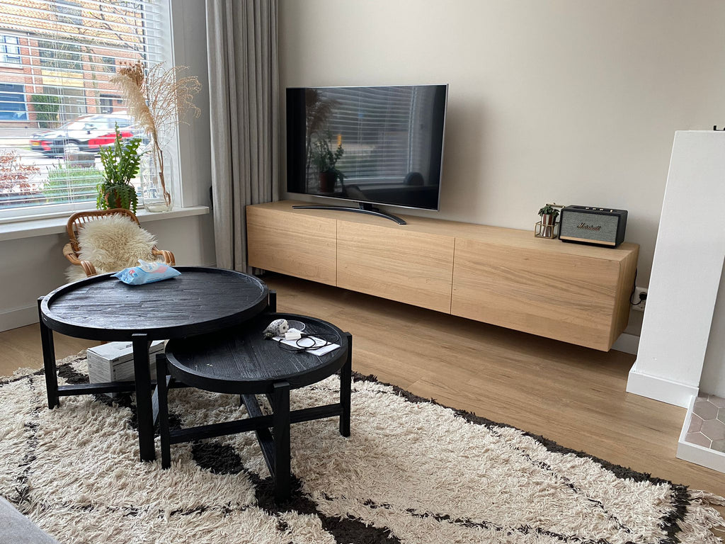 bloeden betalen Permanent TV-meubel hangend transparant eiken met klepdeurtjes - Houtenmeubelshop