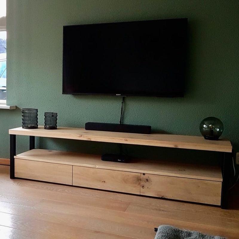 Industrieel TV-meubel eiken met stalen frame Houtenmeubelshop