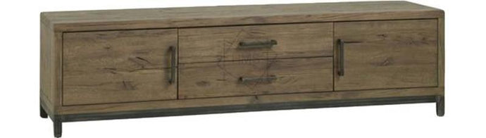 Eikenhouten industrieel TV-meubel met deurtjes — 120cm breed - Houtenmeubelshop
