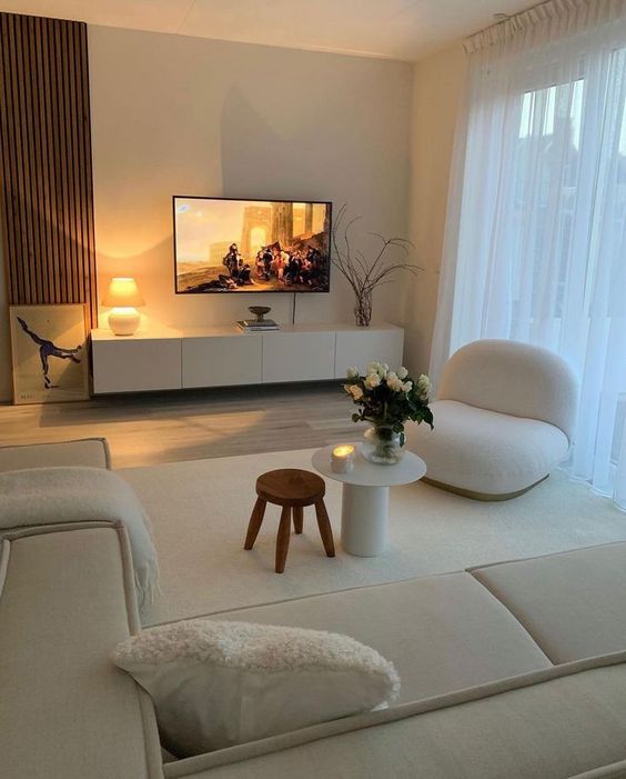 TV-meubel hangend zandkleur eiken met klepdeurtjes Houtenmeubelshop