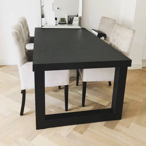 Industriële eiken eettafel zwart rechthoekig Houtenmeubelshop